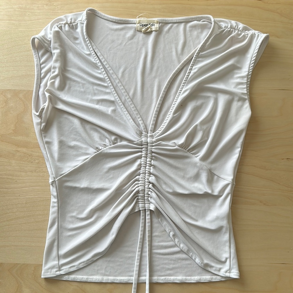 Open Edit low cut white tank with string